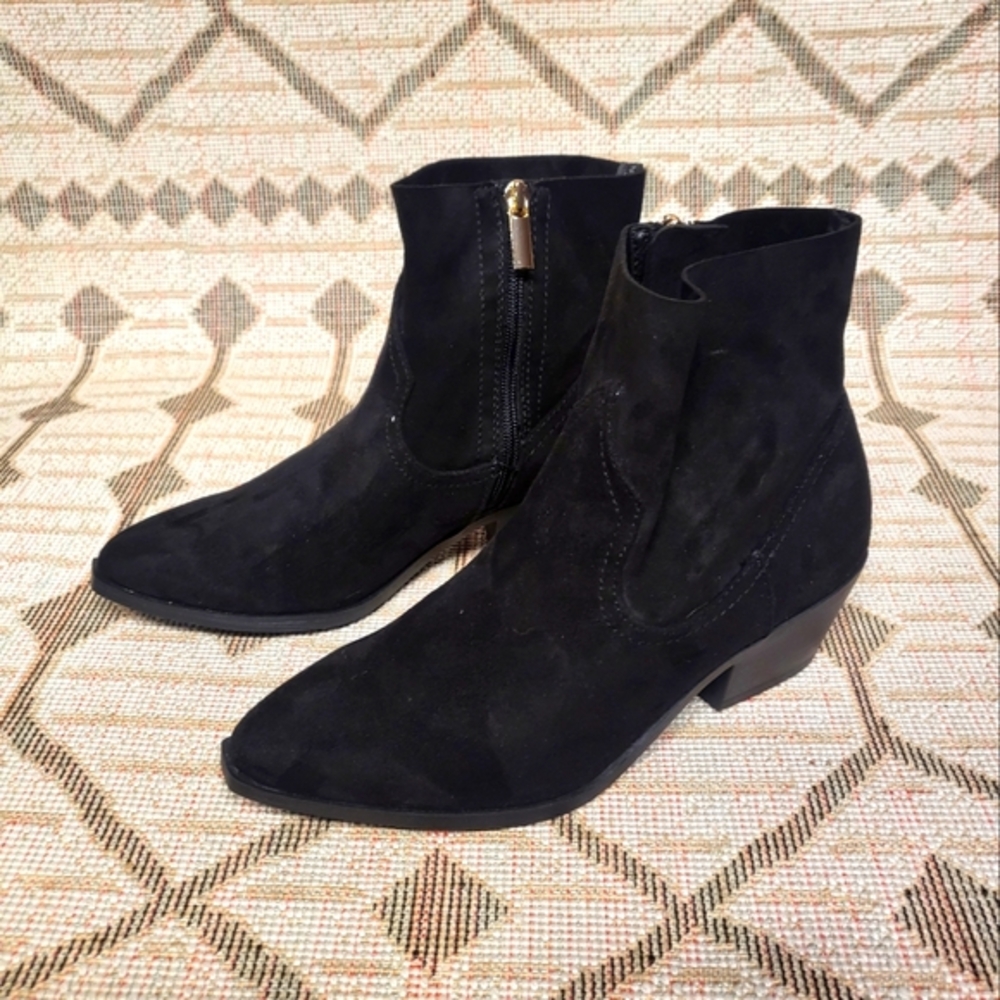 Black Suede Ankle Booties Size 8.5